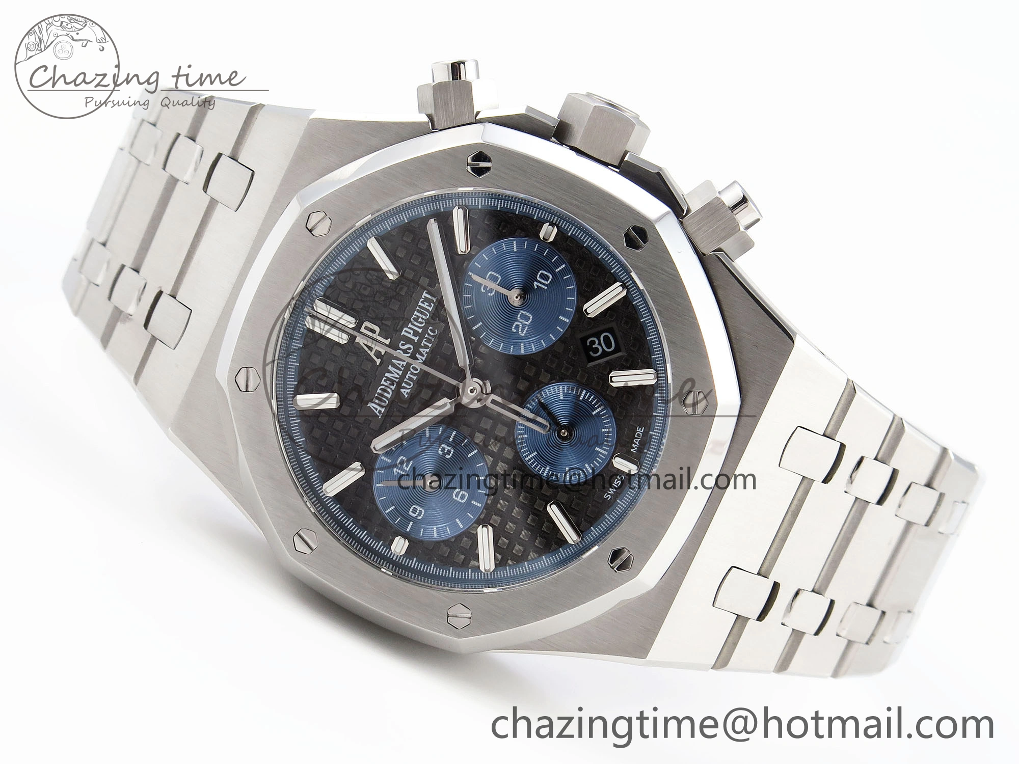 Royal Oak Chrono 26331ST SS IPF 1:1 Best Edition Black Dial Blue Subdial on SS Bracelet A MoistureWicking 4554