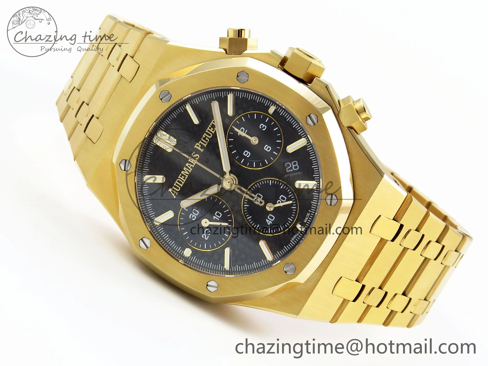 Youthful Royal Oak Chronograph 26240 BF 1:1 Best Edition Black YG Dial on YG Bracelet A 4426