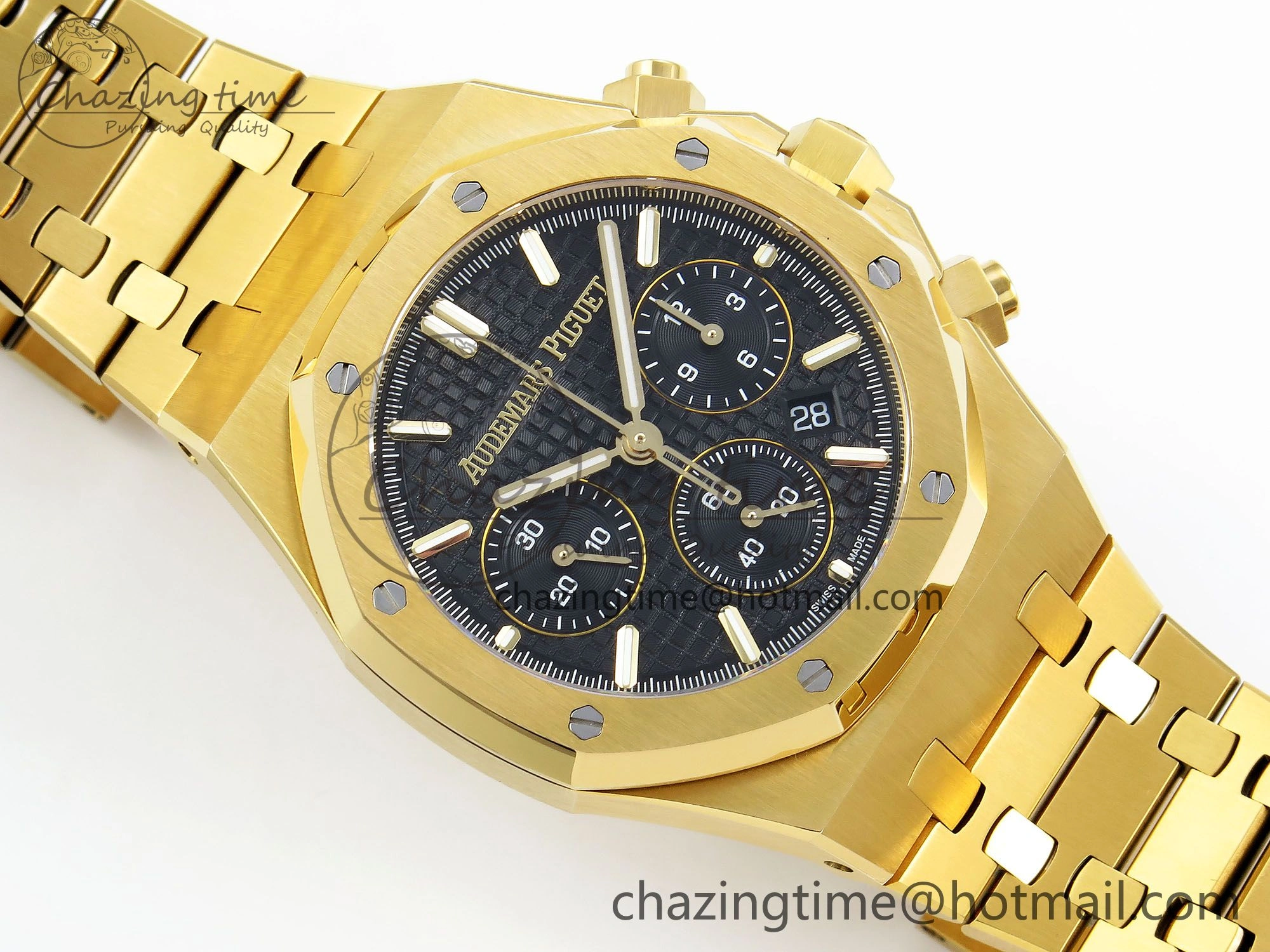 Youthful Royal Oak Chronograph 26240 BF 1:1 Best Edition Black YG Dial on YG Bracelet A 4426