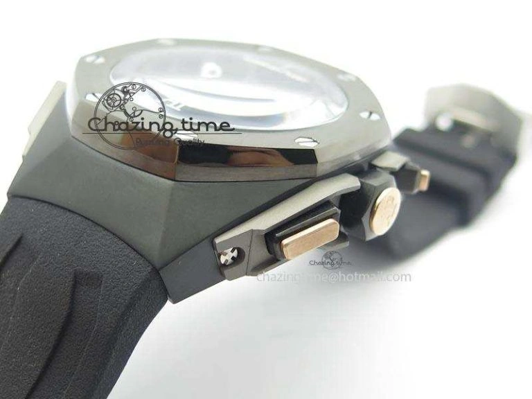 Royal Oak Concept Chrono PVD Black Skeleton Dial On Black Rubber Strap Jap Quartz Sporty 5067