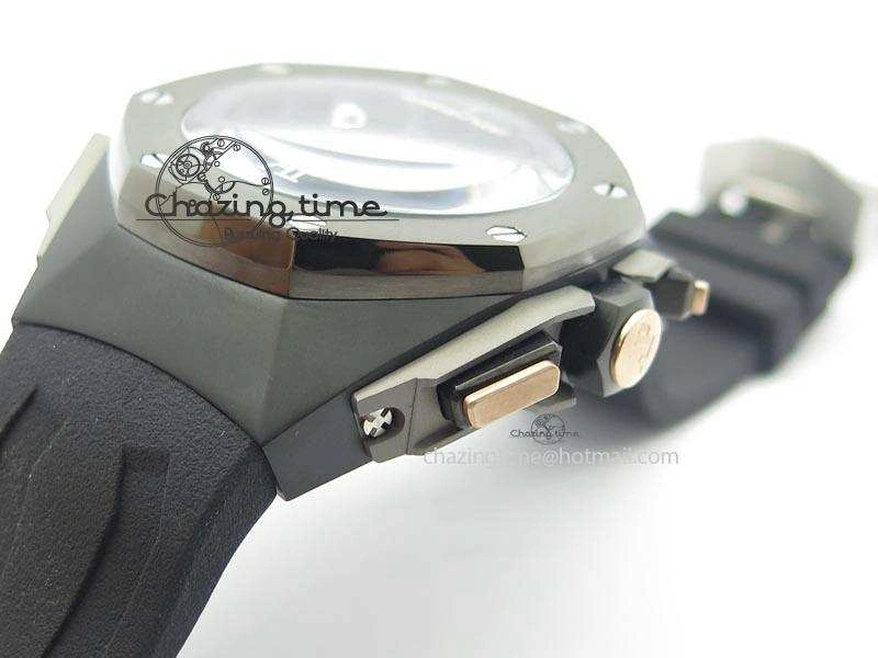 Royal Oak Concept Chrono PVD Black Skeleton Dial On Black Rubber Strap Jap Quartz Sporty 5067