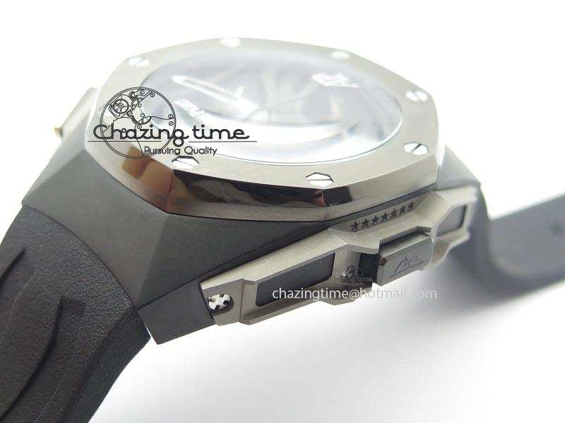 Royal Oak Concept Chrono PVD Black Skeleton Dial On Black Rubber Strap Jap Quartz Sporty 5067