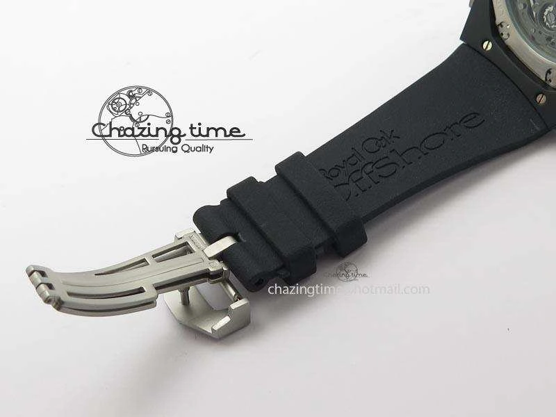 Royal Oak Concept Chrono PVD Black Skeleton Dial On Black Rubber Strap Jap Quartz Sporty 5067