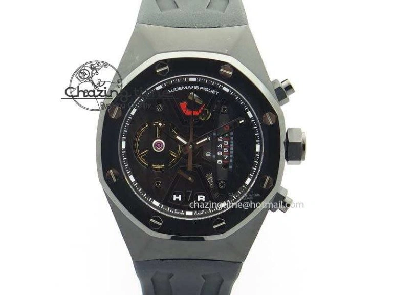 SmoothTexture Royal Oak Concept PVD Black Black Dial On Black Rubber Strap Jap Quartz 5044