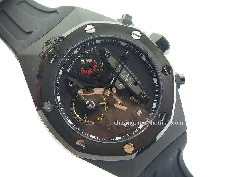 SmoothTexture Royal Oak Concept PVD Black Black Dial On Black Rubber Strap Jap Quartz 5044