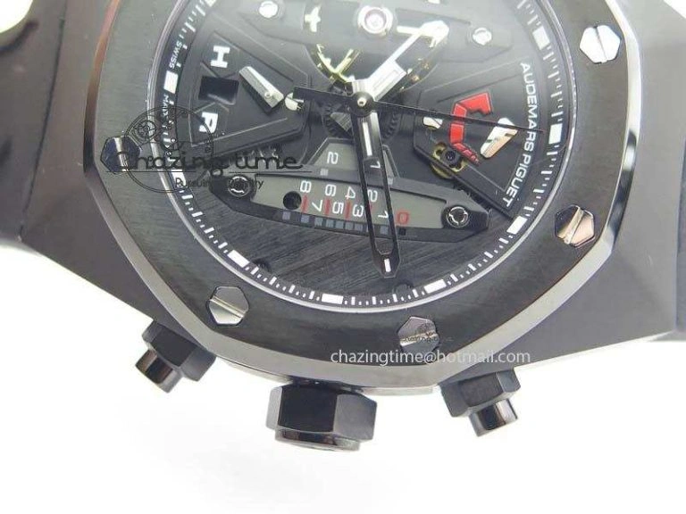 SmoothTexture Royal Oak Concept PVD Black Black Dial On Black Rubber Strap Jap Quartz 5044