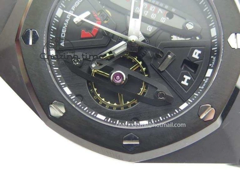 SmoothTexture Royal Oak Concept PVD Black Black Dial On Black Rubber Strap Jap Quartz 5044