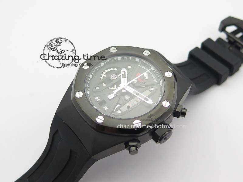 SmoothTexture Royal Oak Concept PVD Black Black Dial On Black Rubber Strap Jap Quartz 5044