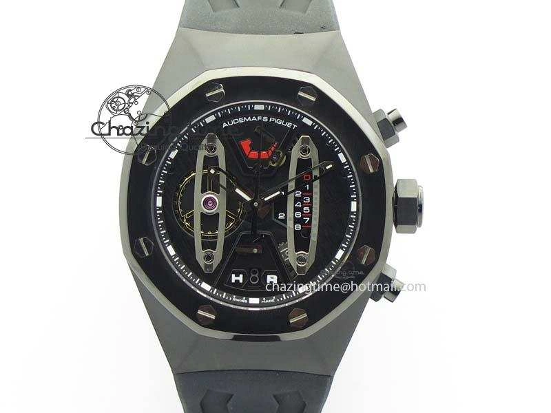 SmartChoice Royal Oak Concept PVD Black Silver Dial On Black Rubber Strap Jap Quartz 5045