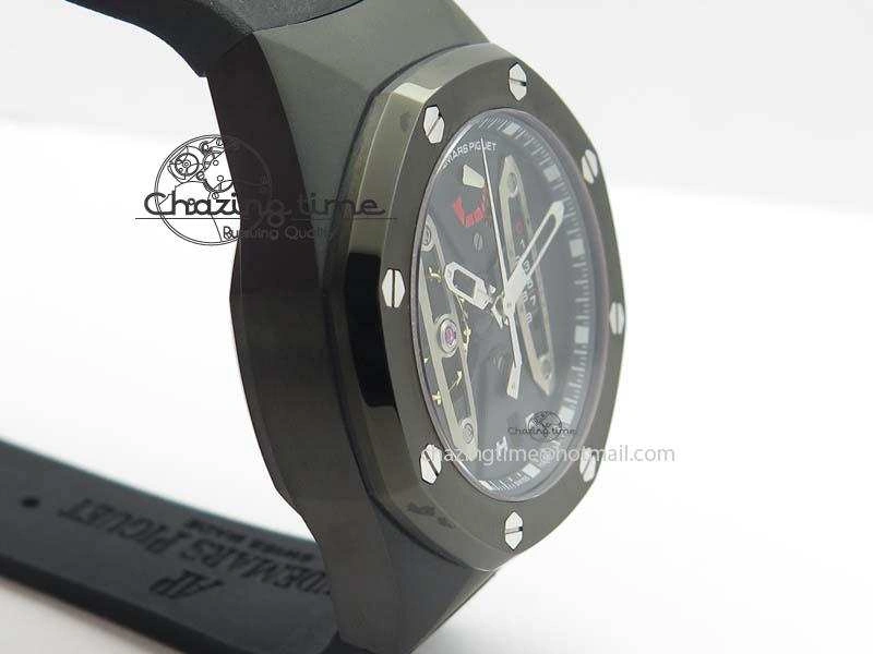 SmartChoice Royal Oak Concept PVD Black Silver Dial On Black Rubber Strap Jap Quartz 5045