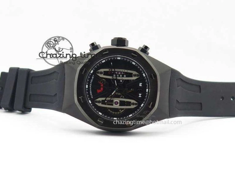 SmartChoice Royal Oak Concept PVD Black Silver Dial On Black Rubber Strap Jap Quartz 5045