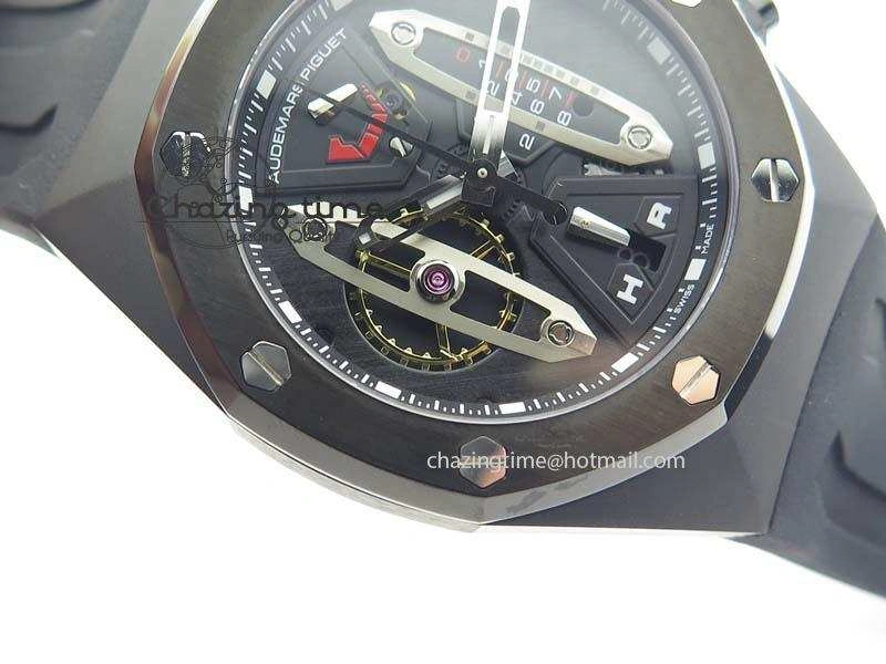 SmartChoice Royal Oak Concept PVD Black Silver Dial On Black Rubber Strap Jap Quartz 5045