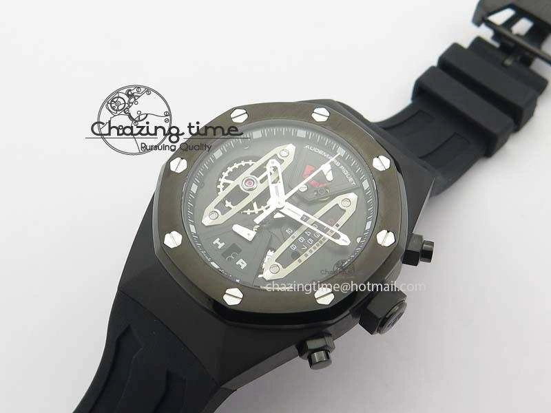 SmartChoice Royal Oak Concept PVD Black Silver Dial On Black Rubber Strap Jap Quartz 5045