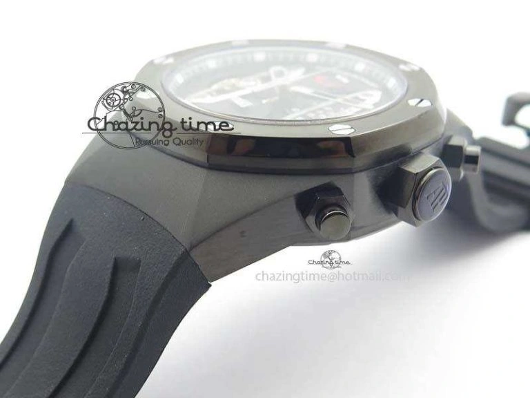 SmartChoice Royal Oak Concept PVD Black Silver Dial On Black Rubber Strap Jap Quartz 5045
