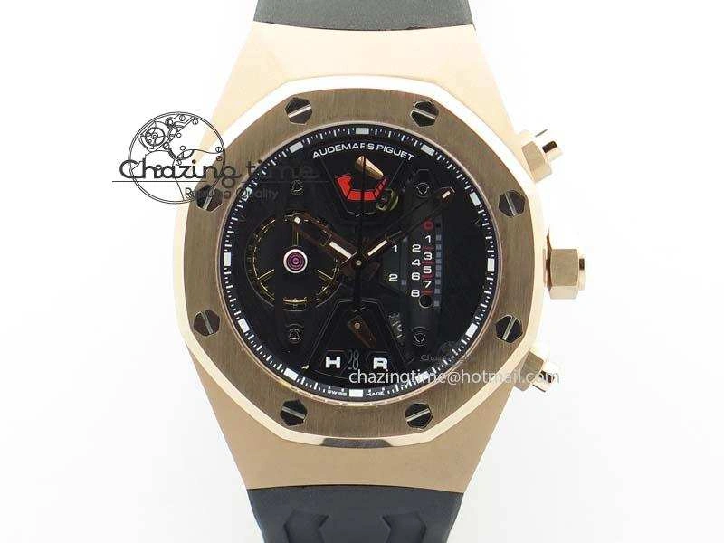 Trendsetting Royal Oak Concept RG Black Black Dial On Black Rubber Strap Jap Quartz 5048