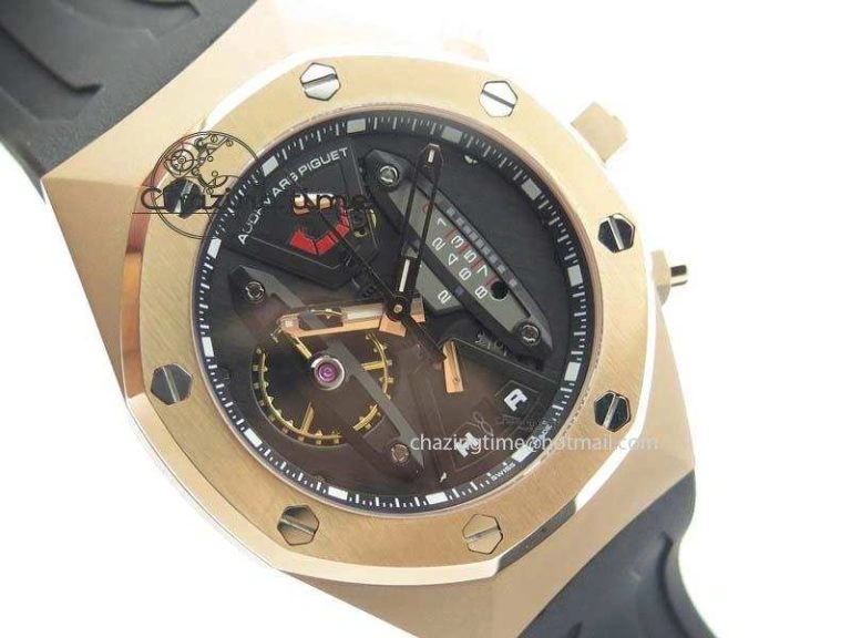 Trendsetting Royal Oak Concept RG Black Black Dial On Black Rubber Strap Jap Quartz 5048