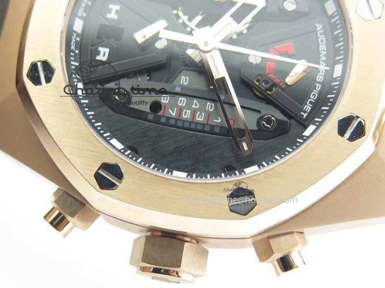 Trendsetting Royal Oak Concept RG Black Black Dial On Black Rubber Strap Jap Quartz 5048