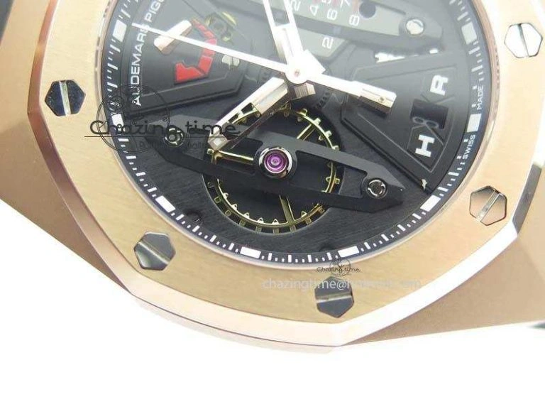 Trendsetting Royal Oak Concept RG Black Black Dial On Black Rubber Strap Jap Quartz 5048