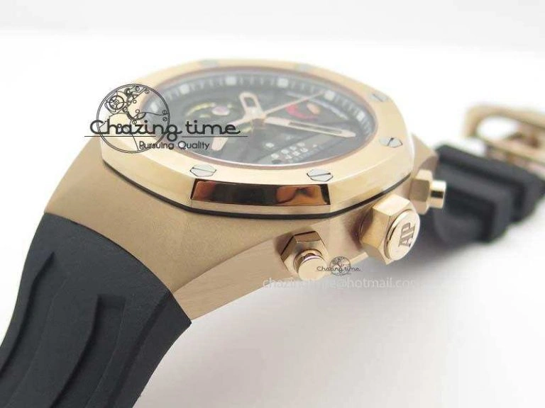 Trendsetting Royal Oak Concept RG Black Black Dial On Black Rubber Strap Jap Quartz 5048