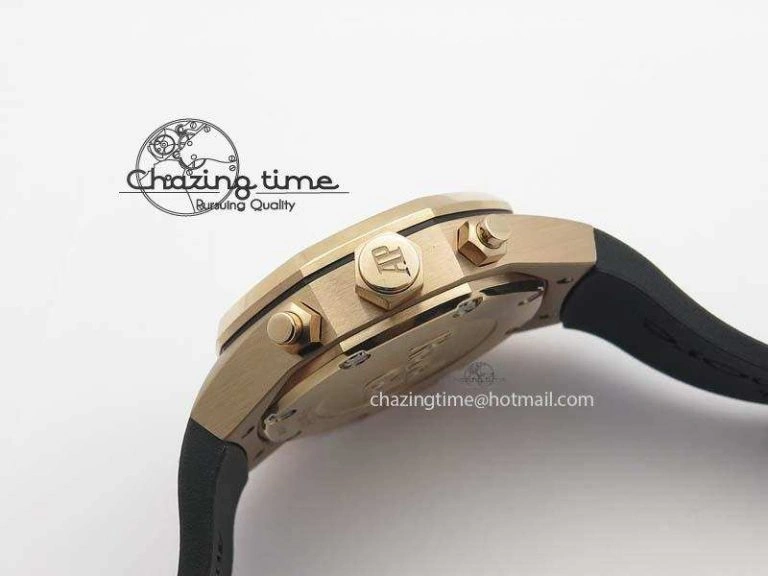 Trendsetting Royal Oak Concept RG Black Black Dial On Black Rubber Strap Jap Quartz 5048
