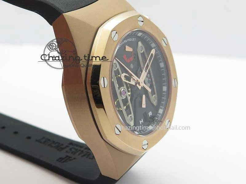 Royal Oak Concept RG Black Silver Dial On Black Rubber Strap Jap Quartz UrbanStyle 5046