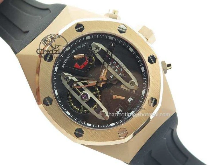 Royal Oak Concept RG Black Silver Dial On Black Rubber Strap Jap Quartz UrbanStyle 5046