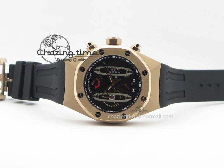 Royal Oak Concept RG Black Silver Dial On Black Rubber Strap Jap Quartz UrbanStyle 5046