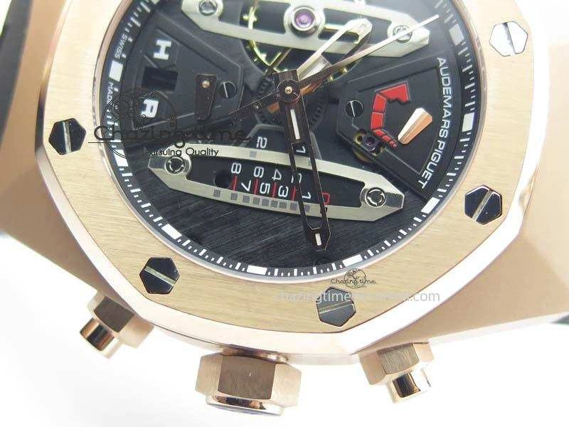 Royal Oak Concept RG Black Silver Dial On Black Rubber Strap Jap Quartz UrbanStyle 5046