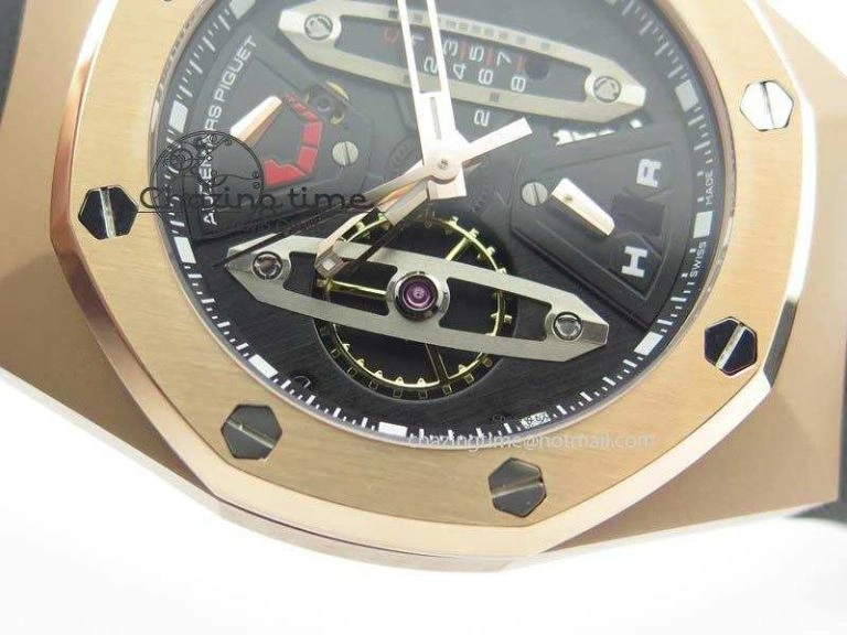 Royal Oak Concept RG Black Silver Dial On Black Rubber Strap Jap Quartz UrbanStyle 5046