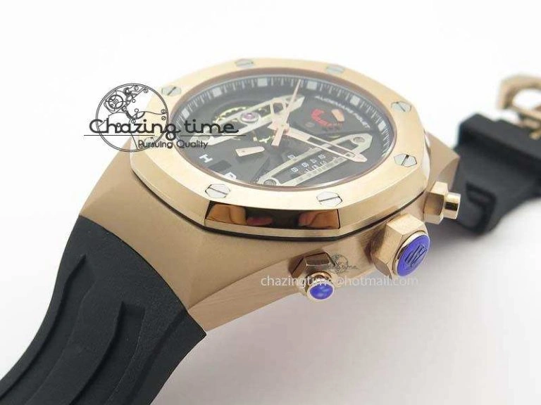 Royal Oak Concept RG Black Silver Dial On Black Rubber Strap Jap Quartz UrbanStyle 5046