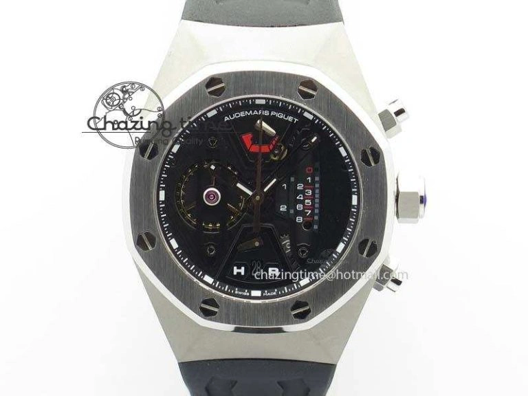 Royal Oak Concept SS Black Black Dial On Black Rubber Strap Jap Quartz Timeless 5053