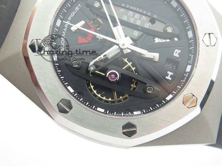Royal Oak Concept SS Black Black Dial On Black Rubber Strap Jap Quartz Timeless 5053