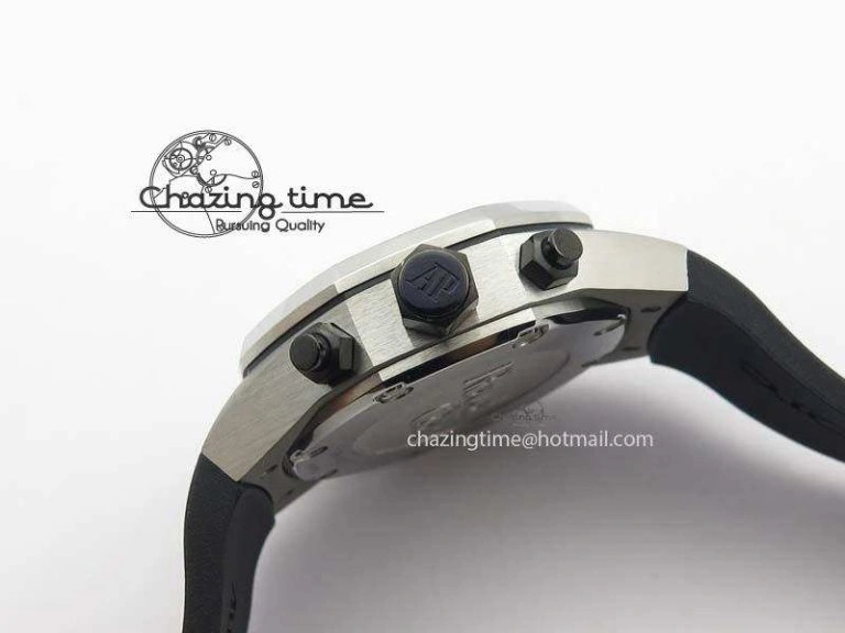 Royal Oak Concept SS Black Silver Dial Black Pushers On Black Rubber Strap Jap Quartz HighQuality 5047