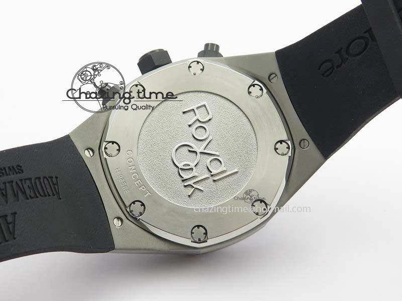 Royal Oak Concept SS Black Silver Dial Black Pushers On Black Rubber Strap Jap Quartz HighQuality 5047