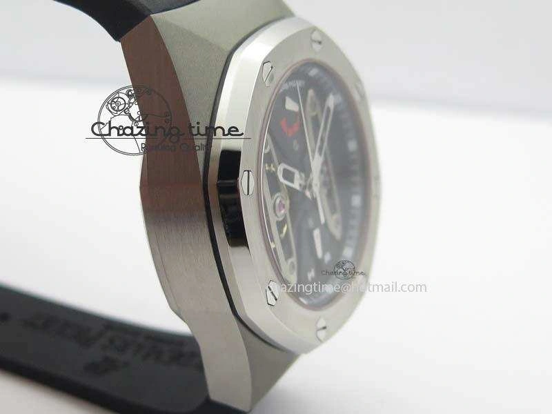 Royal Oak Concept SS Black Silver Dial Black Pushers On Black Rubber Strap Jap Quartz HighQuality 5047