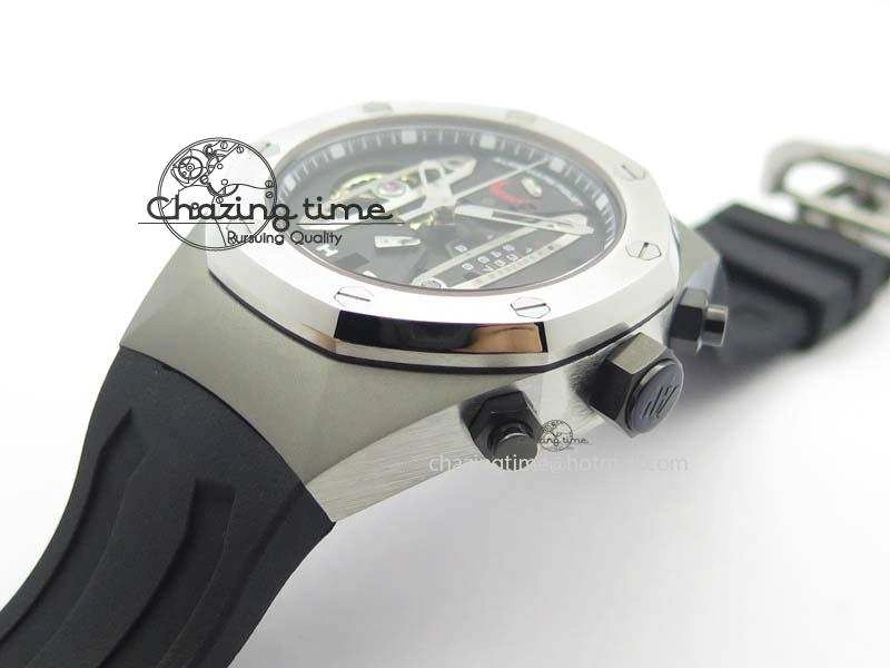 Royal Oak Concept SS Black Silver Dial Black Pushers On Black Rubber Strap Jap Quartz HighQuality 5047