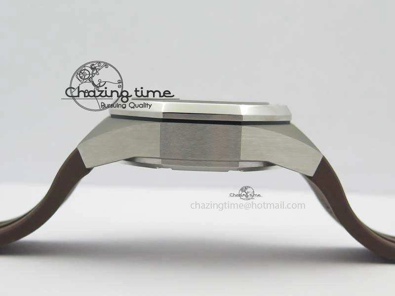Bright Royal Oak Concept SS Black Silver Dial Brown Inner Bezel On Rubber Strap Jap Quartz 5051