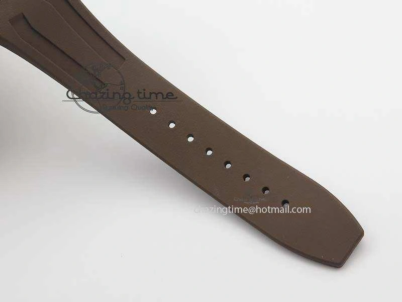 Bright Royal Oak Concept SS Black Silver Dial Brown Inner Bezel On Rubber Strap Jap Quartz 5051
