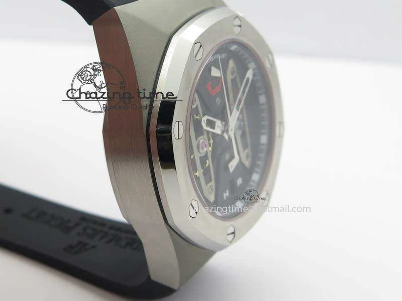 StreetReady Royal Oak Concept SS Black Silver Dial On Black Rubber Strap Jap Quartz 5052