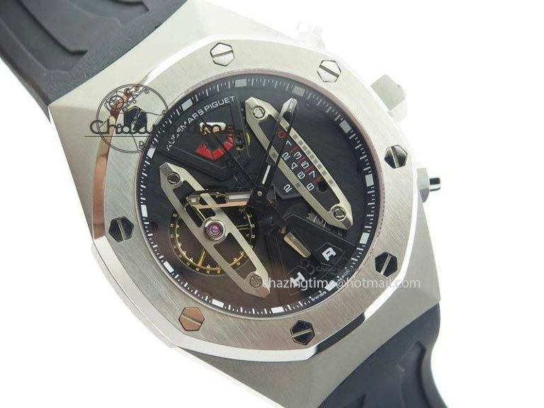 StreetReady Royal Oak Concept SS Black Silver Dial On Black Rubber Strap Jap Quartz 5052