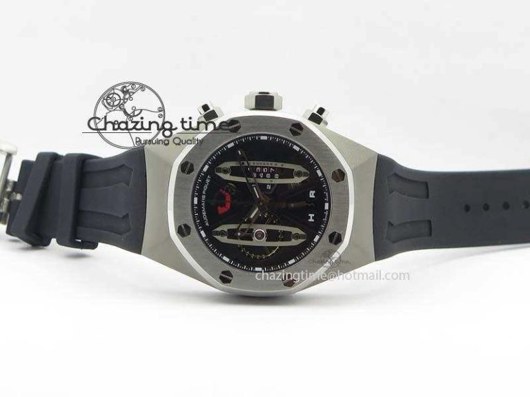StreetReady Royal Oak Concept SS Black Silver Dial On Black Rubber Strap Jap Quartz 5052
