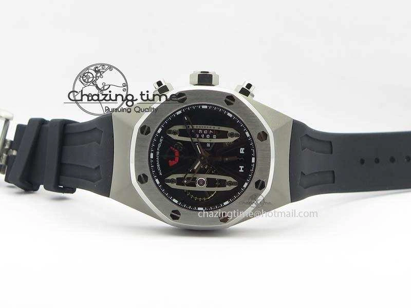 StreetReady Royal Oak Concept SS Black Silver Dial On Black Rubber Strap Jap Quartz 5052