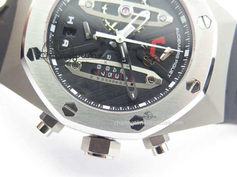 StreetReady Royal Oak Concept SS Black Silver Dial On Black Rubber Strap Jap Quartz 5052