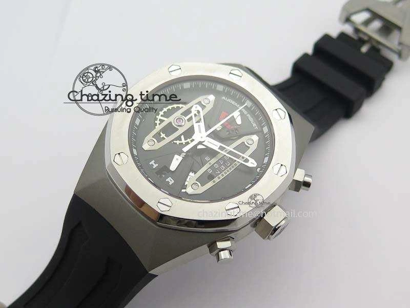 StreetReady Royal Oak Concept SS Black Silver Dial On Black Rubber Strap Jap Quartz 5052