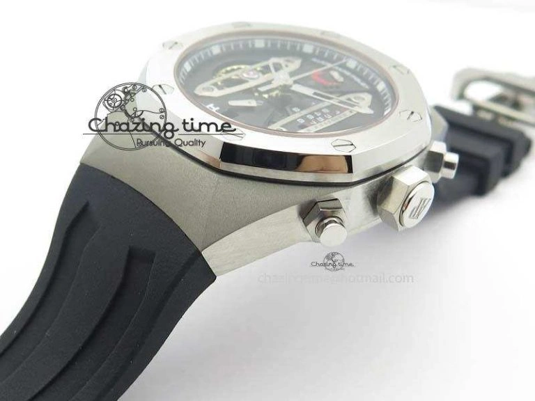 StreetReady Royal Oak Concept SS Black Silver Dial On Black Rubber Strap Jap Quartz 5052