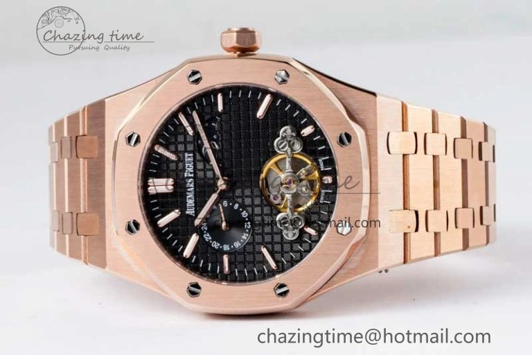 Soft Royal Oak Fake Tourbillon RG ABF Black Dial on RG Bracelet A23J (Erotic) 4762