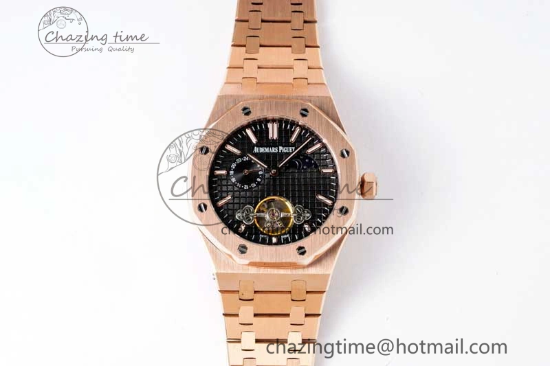 Soft Royal Oak Fake Tourbillon RG ABF Black Dial on RG Bracelet A23J (Erotic) 4762