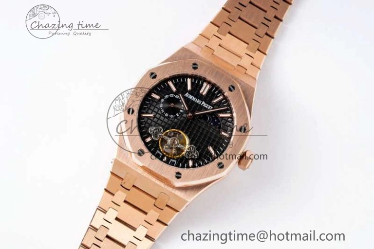 Soft Royal Oak Fake Tourbillon RG ABF Black Dial on RG Bracelet A23J (Erotic) 4762