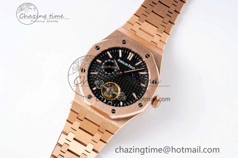 Soft Royal Oak Fake Tourbillon RG ABF Black Dial on RG Bracelet A23J (Erotic) 4762