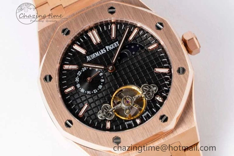 Soft Royal Oak Fake Tourbillon RG ABF Black Dial on RG Bracelet A23J (Erotic) 4762